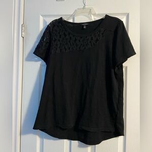 Tribal Women’s Black Short Sleeve T-Shirt with Lace Detail Size L